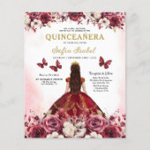 Budget Bloemen Bourgogne QR Code Quinceanera Flyer (Voorkant)