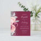 Budget Bloemen Bourgogne Zilver QR Code Huwelijk (Staand voorkant)