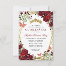 Budget Bloemen Bourgondië rood goud Tiara Quinceañ