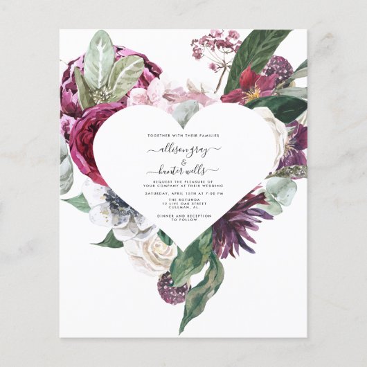 Budget Bloemen Bruiloft Uitnodiging | Laural Flyer (Voorkant)
