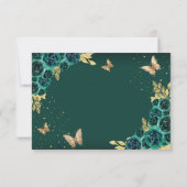 BUDGET Bloemen Emerald Gouden Vlinder Quinceañera Notitiekaartje (Achterkant)