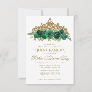 Budget Bloemen Emerald Green Tiara Quinceañera Notitiekaartje