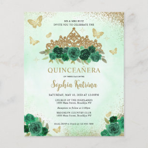 Budget Bloemen Emerald Groen Goud Tiara Quinceañer