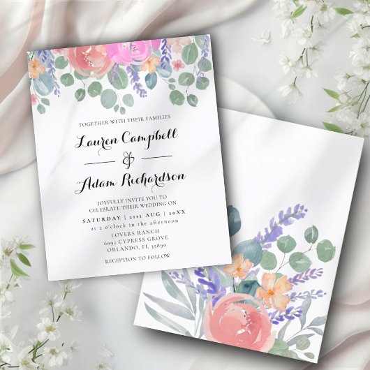Budget Bloemen- en Eucalyptus Watercolor Bruiloft