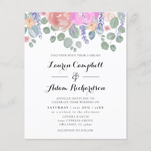 Budget Bloemen & Eucalyptus Waterverf Huwelijk (Voorkant)