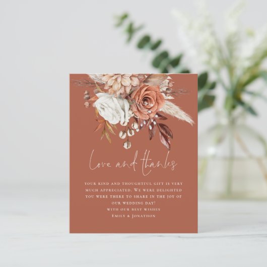 Budget Bloemen Foto Liefde Bedankt Terracotta Huwe (Staand voorkant)