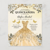 Budget Bloemen Goud Vlinder Prinses Quinceanera Flyer (Voorkant)
