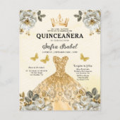 Budget Bloemen Goud Vlinder Prinses Quinceanera Flyer (Voorkant)