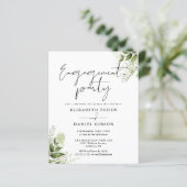 Budget Bloemen Groen Engagement Party Uitnodiging (Staand voorkant)