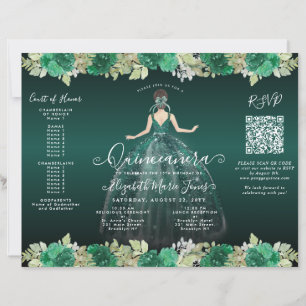 Budget Bloemen Groene Jurk Foto Quinceanera Uitnod