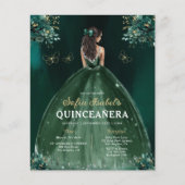 Budget Bloemen Groene Jurk QR Code Quinceanera Flyer (Voorkant)