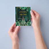 Budget Bloemen Groene Jurk QR Code Quinceanera Flyer (Hand)