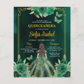 Budget Bloemen Groene Jurk QR Code Quinceanera Flyer (Voorkant)