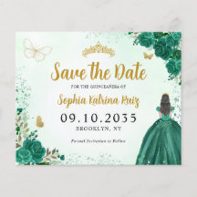 Budget Bloemen Groene Quinceanera Save the Date