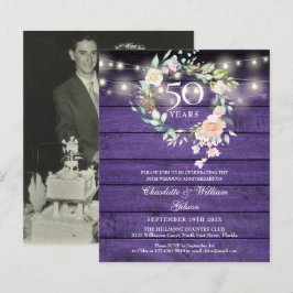 Budget Bloemen Houten 50ste Verjaardag Foto Uitnod