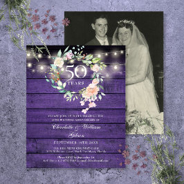 Budget Bloemen Houten 50ste Verjaardag Foto Uitnod