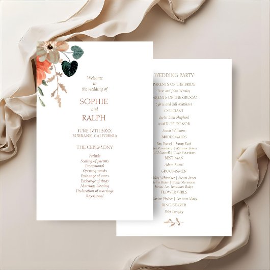 Budget Bloemen Huwelijksprogramma Papiervel