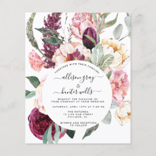Budget Bloemen Huwelijksuitnodiging   Laural Flyer