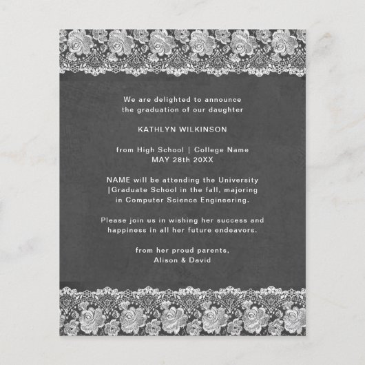 BUDGET  Bloemen Kant AFSTUDEERDER BBQ Uitnodiging (Achterkant)