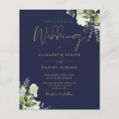 Budget Bloemen Marine Blauw Goud Foto Bruiloft Uit (Voorkant)