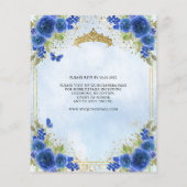 Budget Bloemen Marine Blauw Goud Tiara Quinceañera Flyer (Achterkant)