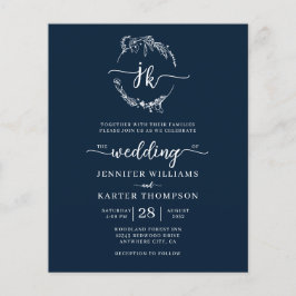 BUDGET Bloemen Marine Blauw Monogram Foto Bruiloft