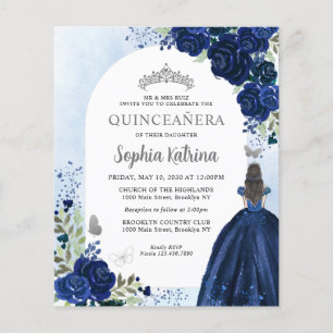 Budget Bloemen Marine Blauw Zilver Foto Quinceañer