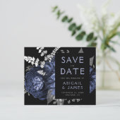 Budget Bloemen Marine Blauw Zilver Save the Date (Staand voorkant)