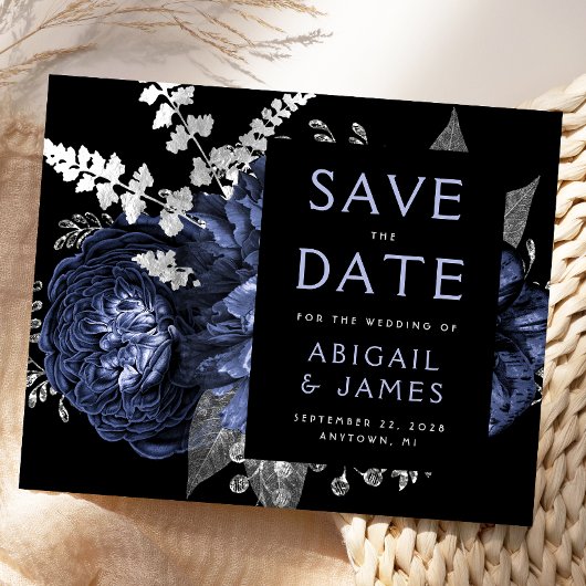 Budget Bloemen Marine Blauw Zilver Save the Date
