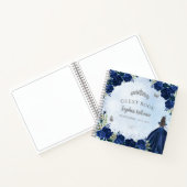 Budget Bloemen Navy Blauw Grijs Quinceanera Gasten Notitieboek (Binnen)