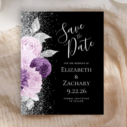 Budget Bloemen Paars Zilver Glitter Bewaar de Datu