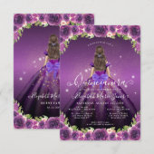 Budget Bloemen Paarse Gouden Prinses Quinceanera Notitiekaartje (Voorkant / Achterkant)