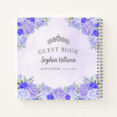 Budget Bloemen Paarse zilveren Quinceanera Gastenb Notitieboek (Achterkant)