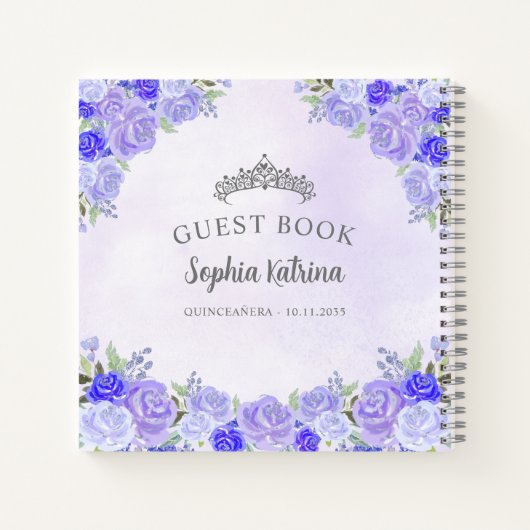 Budget Bloemen Paarse zilveren Quinceanera Gastenb Notitieboek (Achterkant)