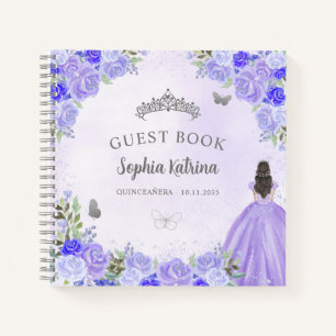 Budget Bloemen Paarse zilveren Quinceanera Gastenb Notitieboek