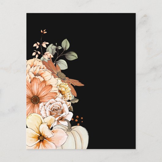 Budget Bloemen Pompoen Script Halloween Party Zwar (Achterkant)