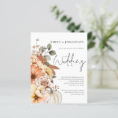Budget Bloemen Pompoen Script QR bruiloft uitnodig (Staand voorkant)