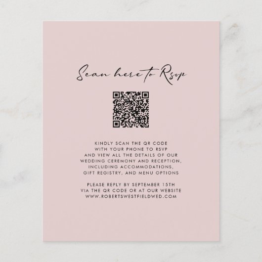 Budget Bloemen QR Code Monogram Bruiloft Uitnodigi (Achterkant)