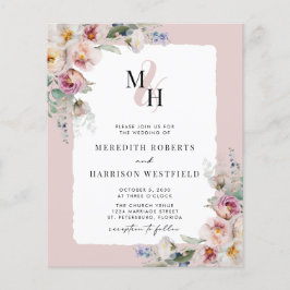 Budget Bloemen QR Code Monogram Bruiloft Uitnodigi