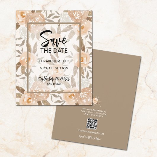 Budget Bloemen QR Code Trouwkaart Save the Date