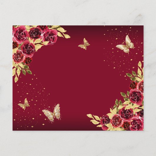 BUDGET Bloemen Rode Gouden Vlinder Quinceanera (Achterkant)