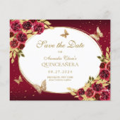 BUDGET Bloemen Rode Gouden Vlinder Quinceanera (Voorkant)