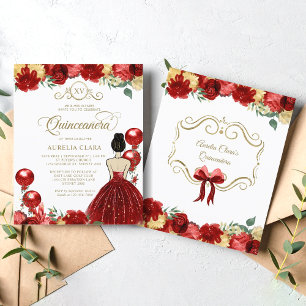 BUDGET Bloemen Rood Goud Prinses XV Quinceanera