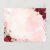 Budget Bloemen Rood Goud Quinceanera Save the Date (Achterkant)