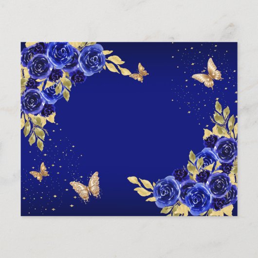 BUDGET Bloemen Royal Blue Butterfly Quinceanera (Achterkant)