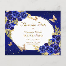 BUDGET Bloemen Royal Blue Butterfly Quinceanera