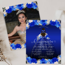 Budget Bloemen Royal Blue Dress Foto Quinceanera