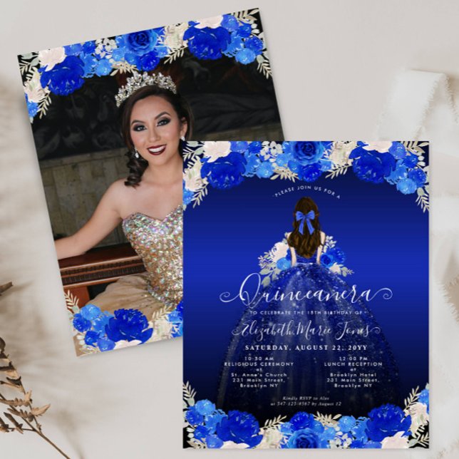 Budget Bloemen Royal Blue Dress Foto Quinceanera (Creator heeft geüpload)