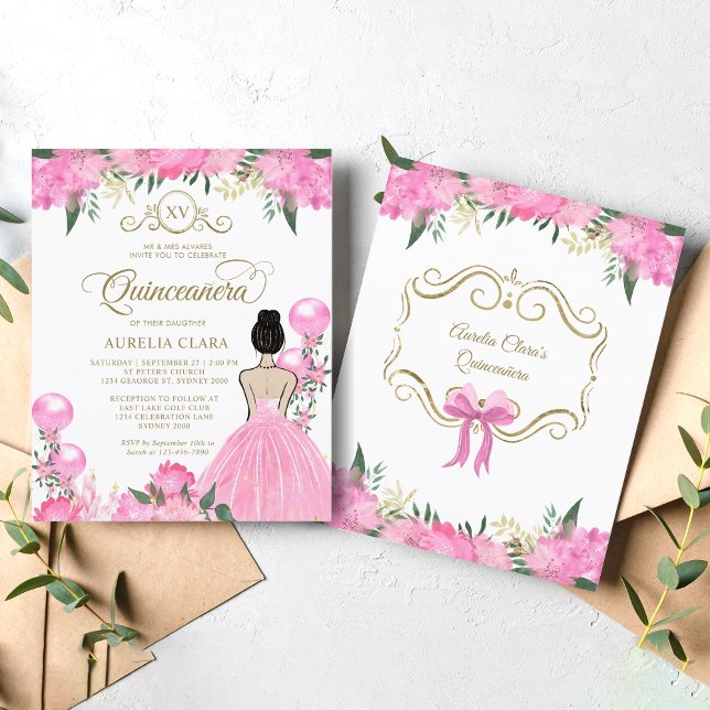 BUDGET Bloemen Roze Goud Prinses XV Quinceanera (Creator heeft geüpload)