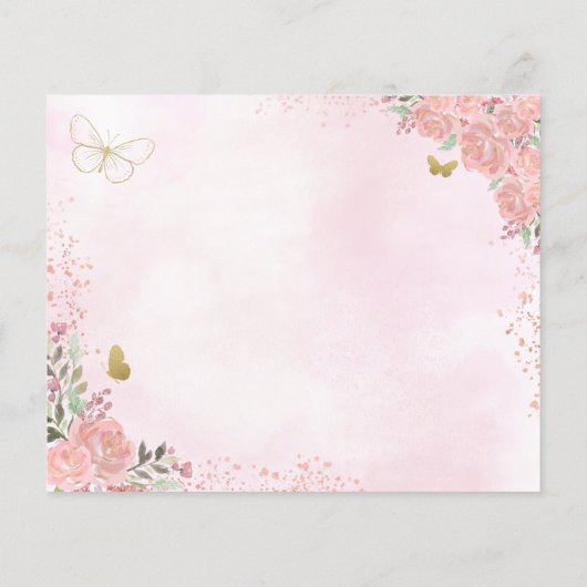 Budget Bloemen Roze Goud Quinceanera Save the Date (Achterkant)